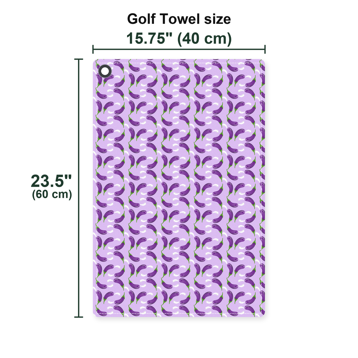Eggplant Is Filled With Milk Golf Towel - Size Chart