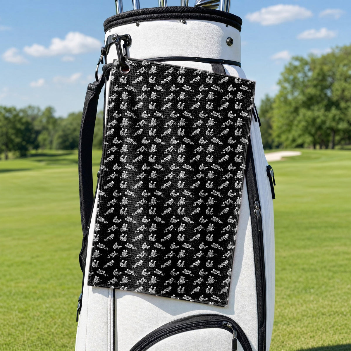 Endless Love Golf Towel - Hanging on a Golf Bag