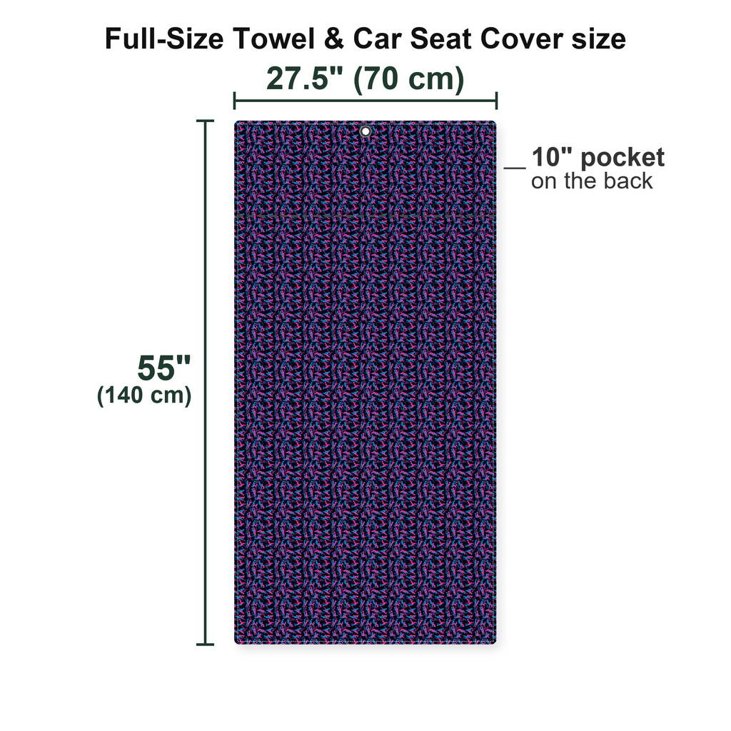 Exercise In The Midnight Full-Size Towel & Car Seat Cover - Size Chart