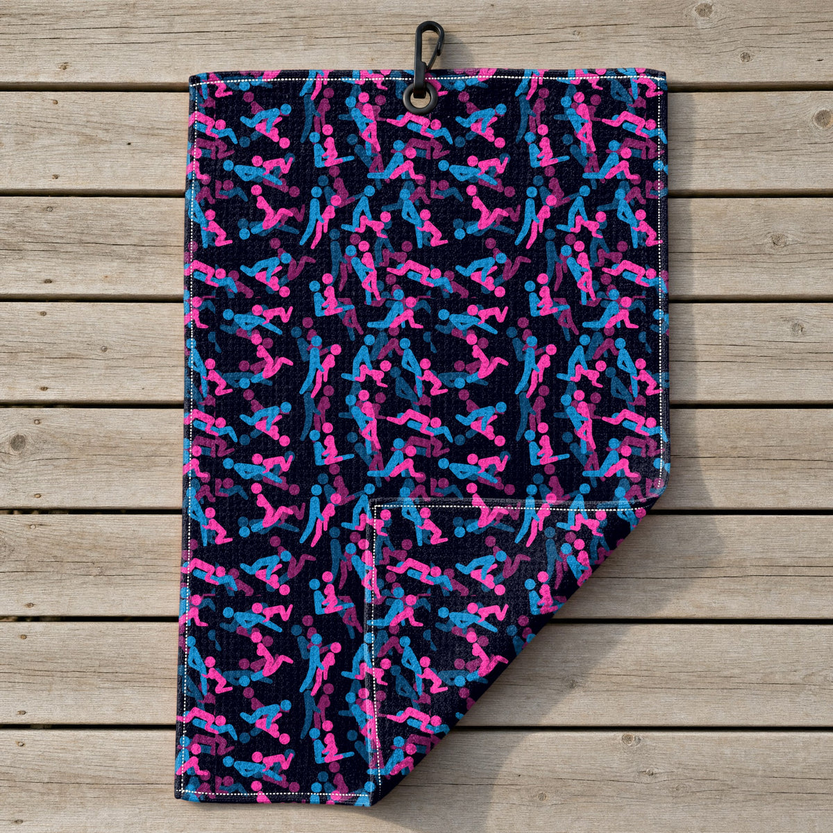 Exercise In The Midnight Golf Towel - Laid Flat