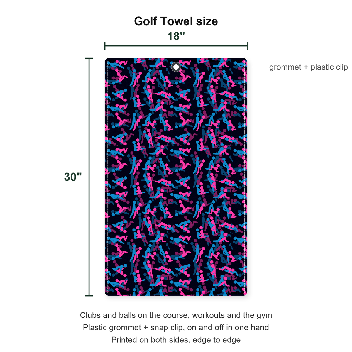 Exercise In The Midnight Golf Towel - Size Chart