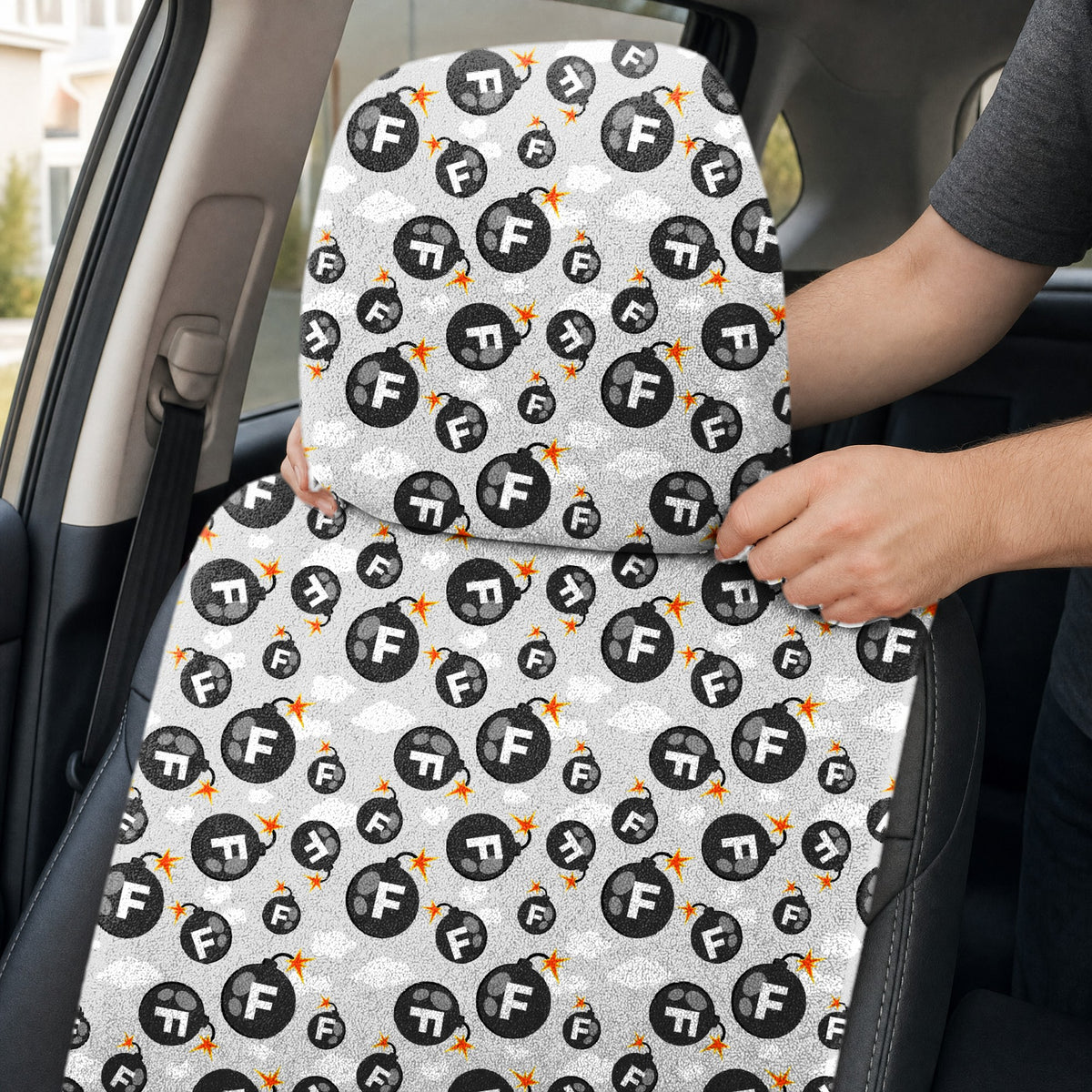 F Bombs Away Full-Size Towel & Car Seat Cover - Headrest Pocket