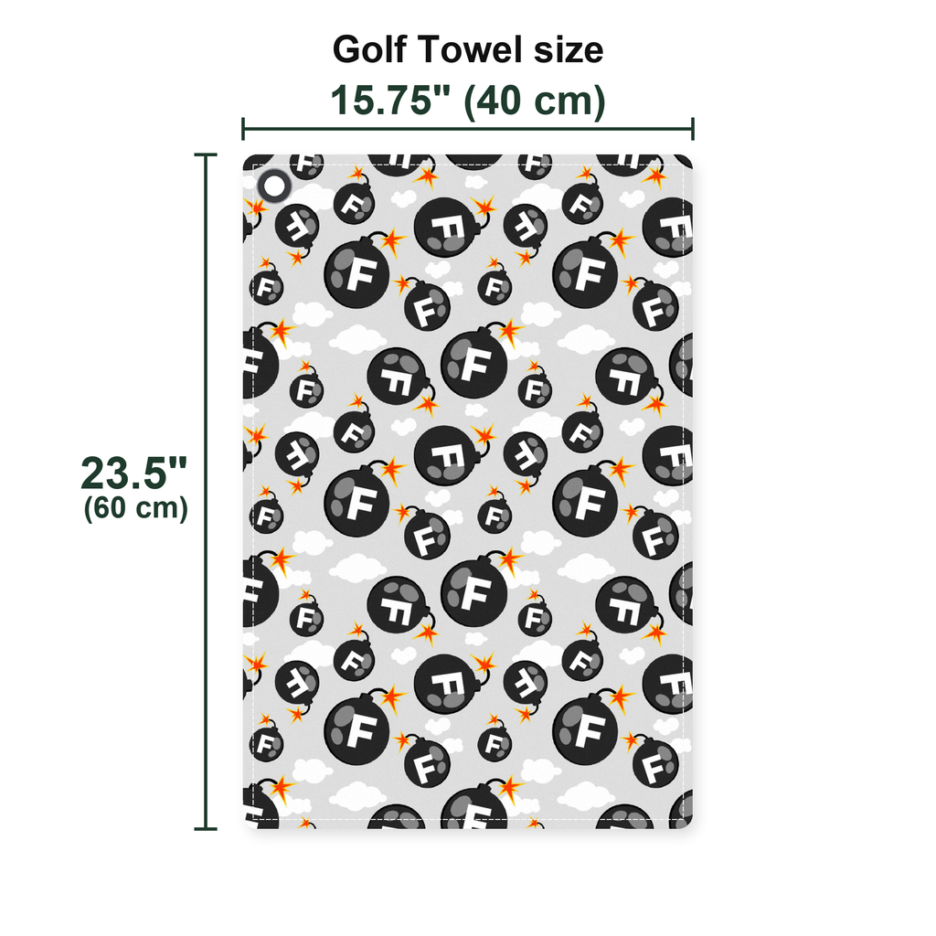 F Bombs Away Golf Towel - Size Chart