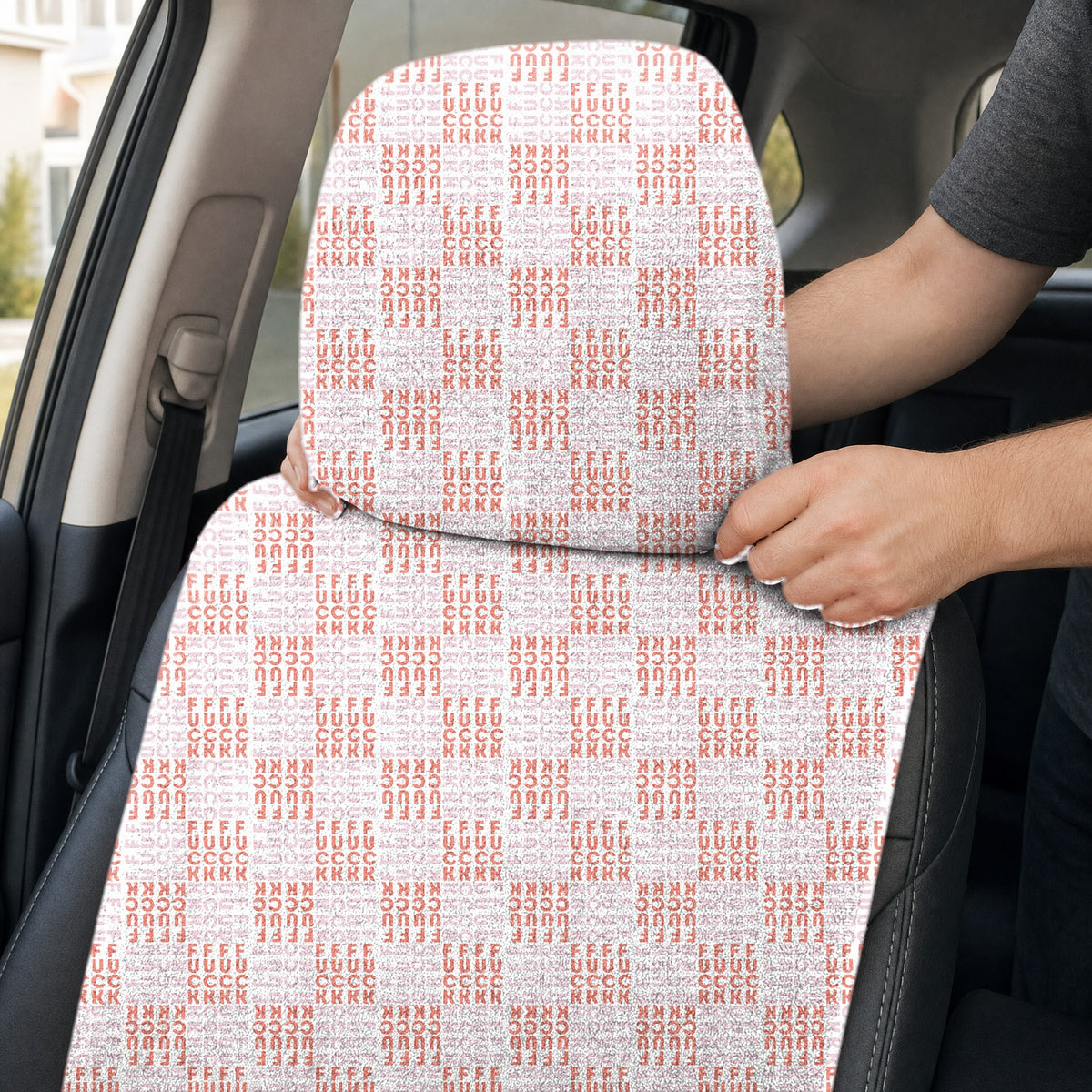 F#@K Pink Full-Size Towel & Car Seat Cover - Headrest Pocket