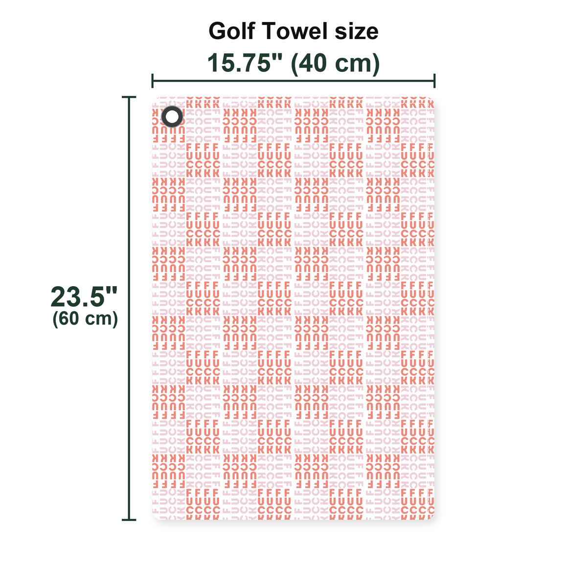 F#@K Pink Golf Towel - Size Chart
