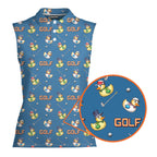 Duck Hook-Women Sleeveless Polo Shirt-Gerbera Prints