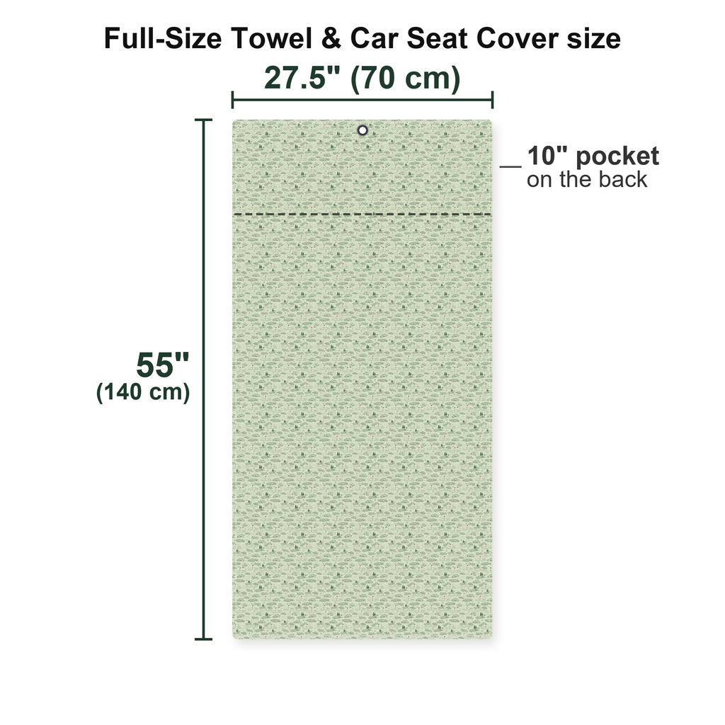 Fairway Blossom Full-Size Towel & Car Seat Cover - Size Chart