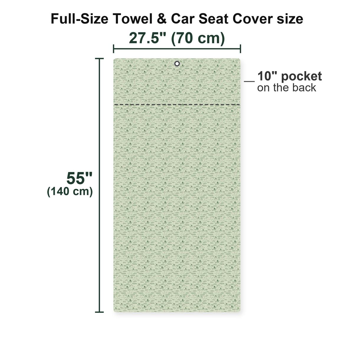 Fairway Blossom Full-Size Towel & Car Seat Cover - Size Chart