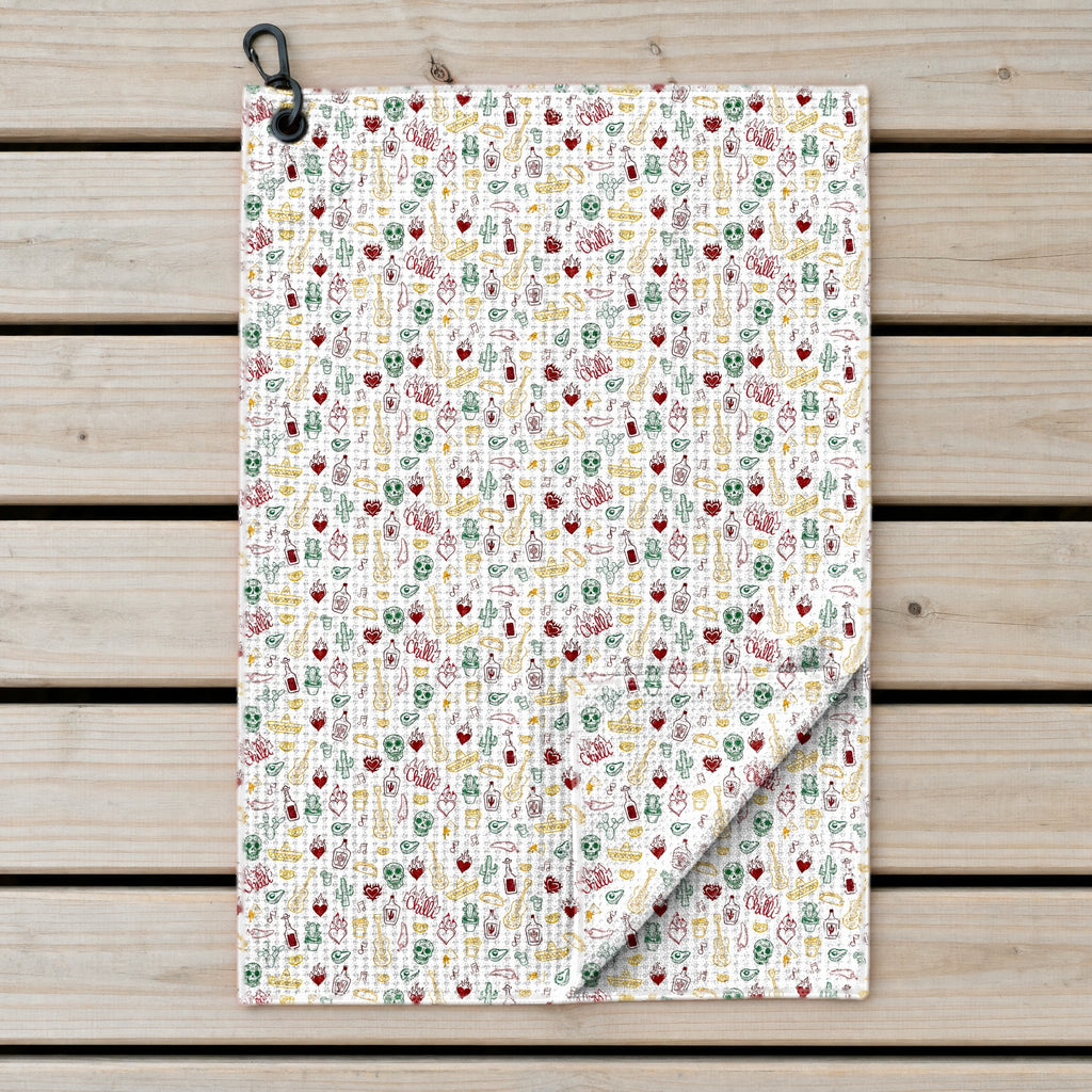 Fiesta Fairways Golf Towel - Laid Flat