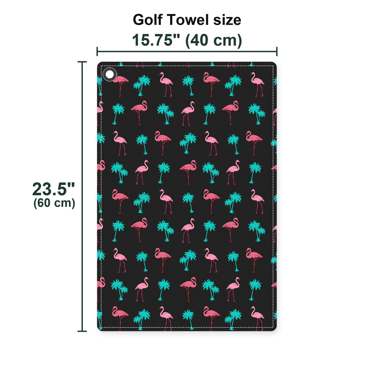 Flamingo Golf Towel - Size Chart