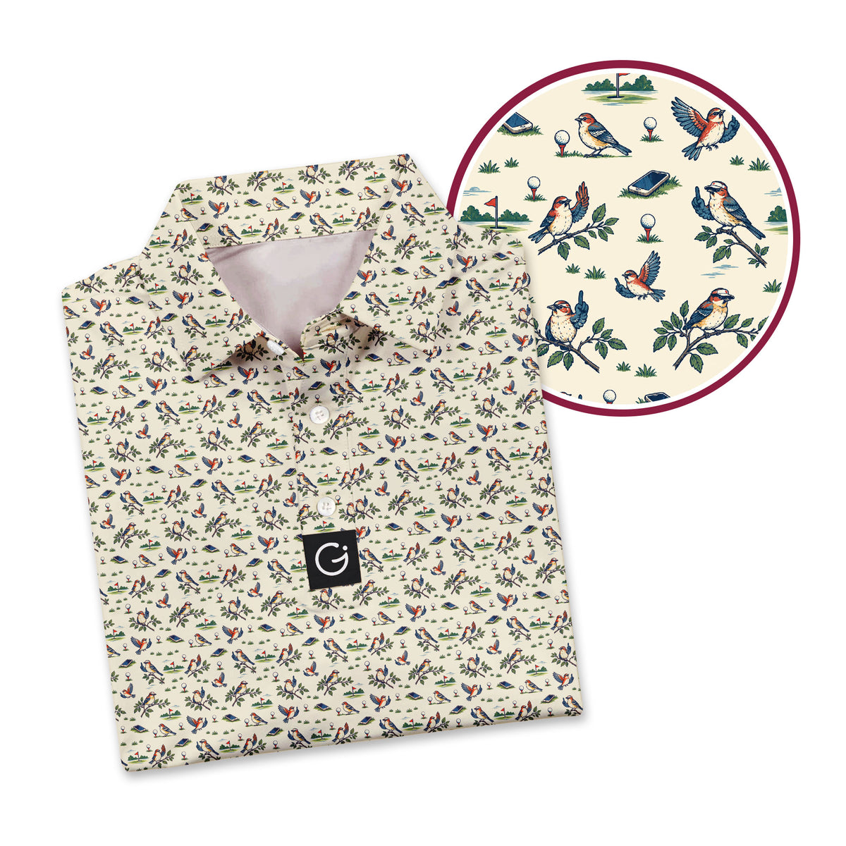 Flock Off Polo Shirt For Men - Detail Close-up