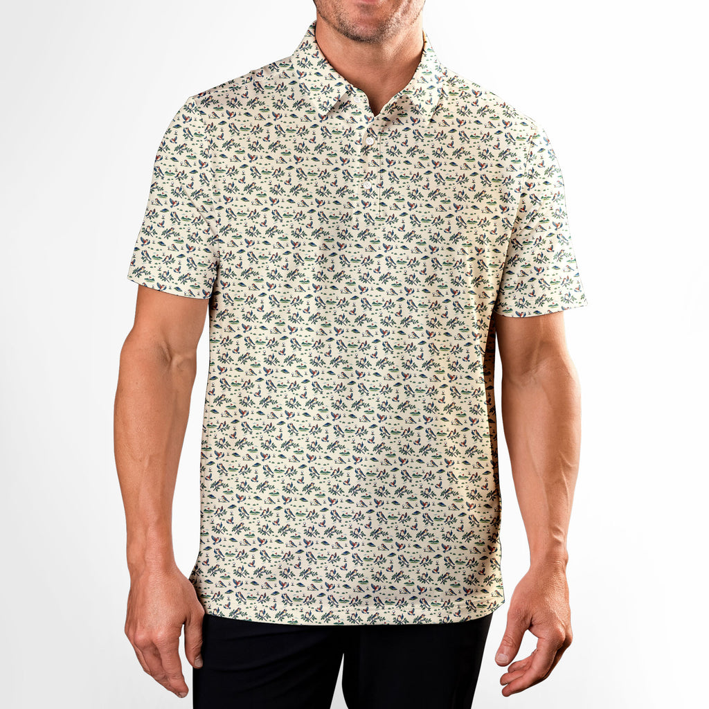 Flock Off Polo Shirt For Men - Model Front