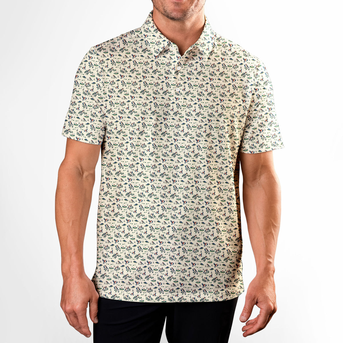 Flock Off Polo Shirt For Men - Model Front