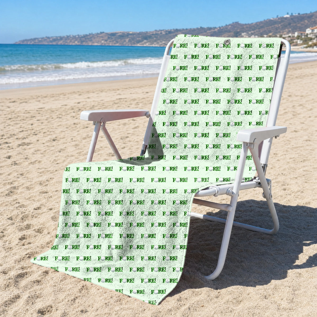 Fore! Full-Size Towel & Car Seat Cover - On a Beach Chair