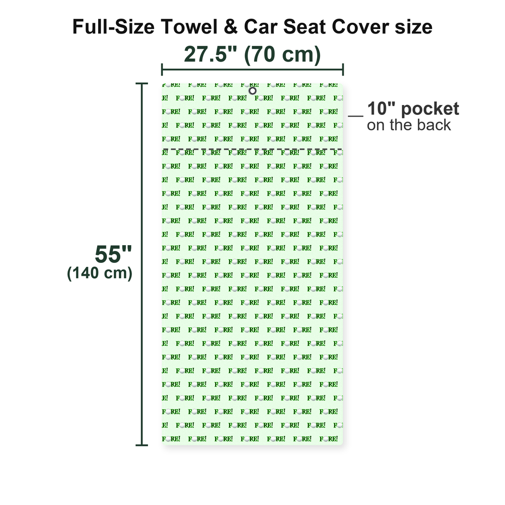 Fore! Full-Size Towel & Car Seat Cover - Size Chart