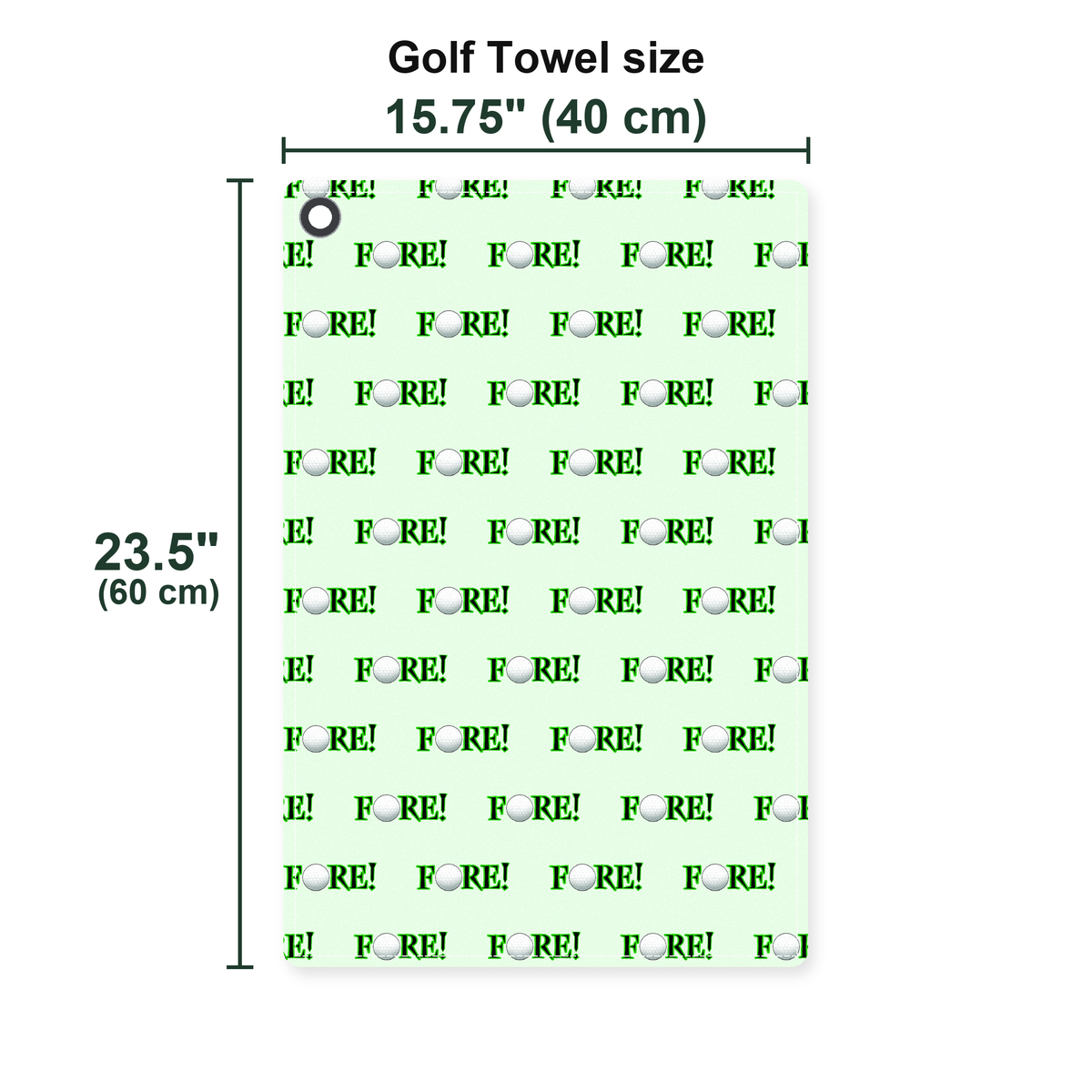 Fore! Golf Towel - Size Chart