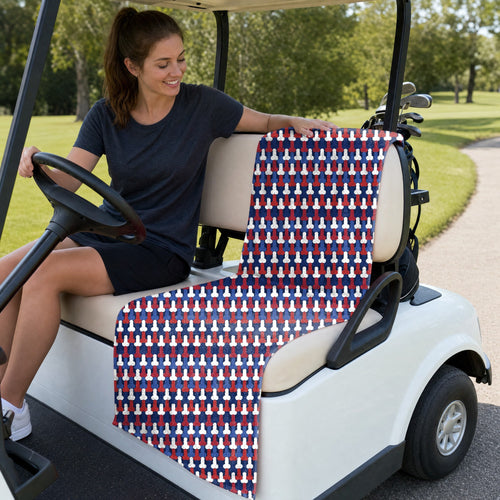 Frank and Beans Funny American Full-Size Towel & Car Seat Cover - On a Golf Cart Seat
