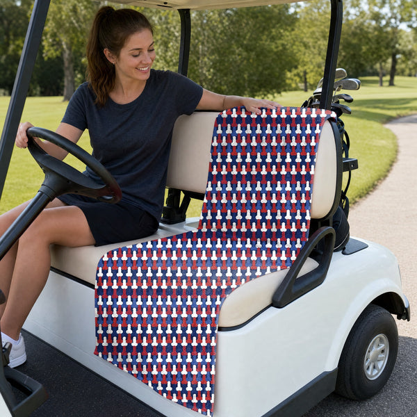 Frank and Beans Funny American Full-Size Towel & Car Seat Cover - On a Golf Cart Seat