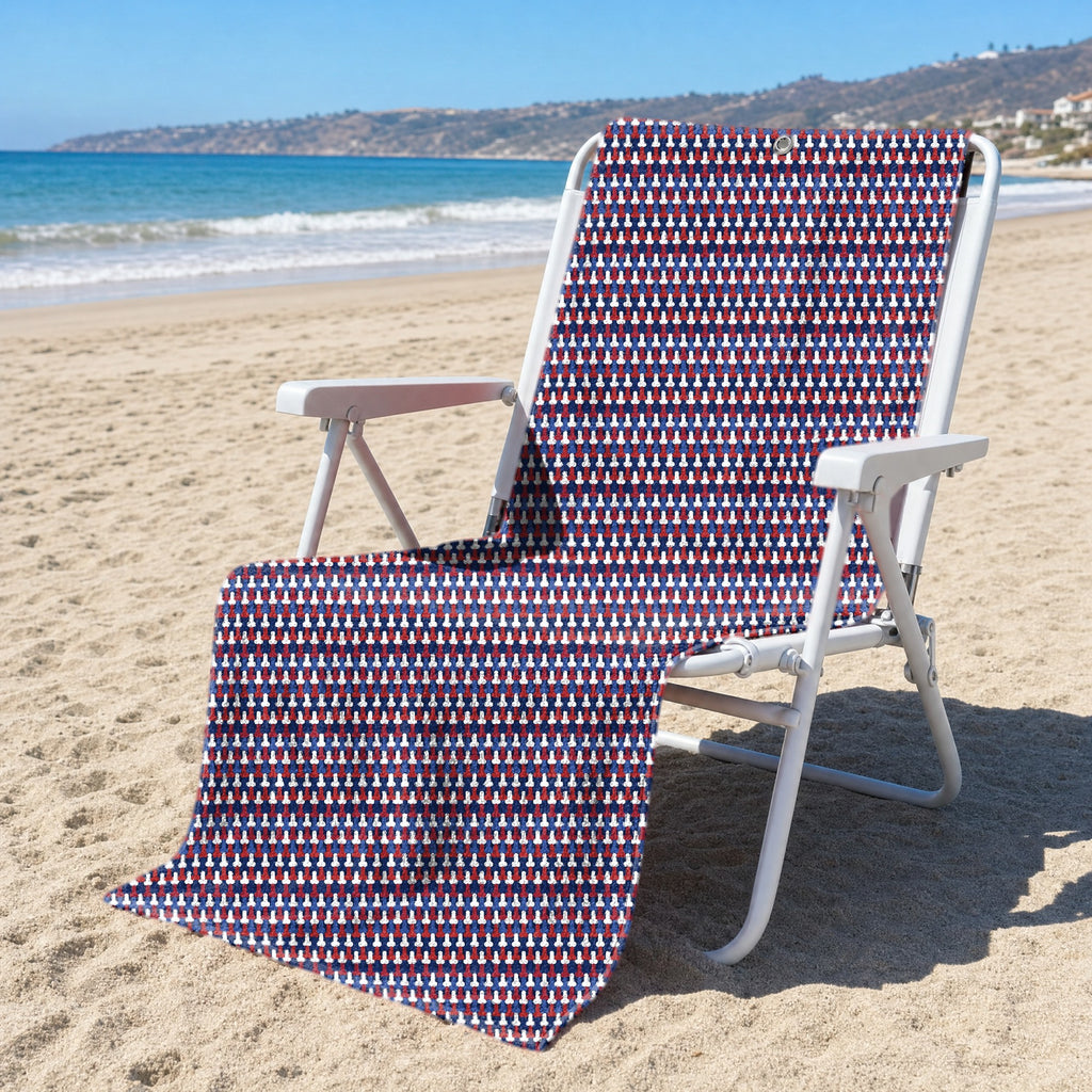 Frank and Beans Funny American Full-Size Towel & Car Seat Cover - On a Beach Chair