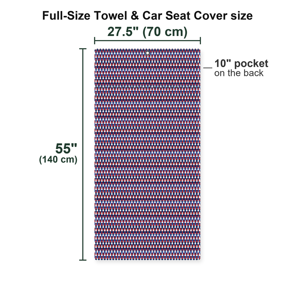 Frank and Beans Funny American Full-Size Towel & Car Seat Cover - Size Chart