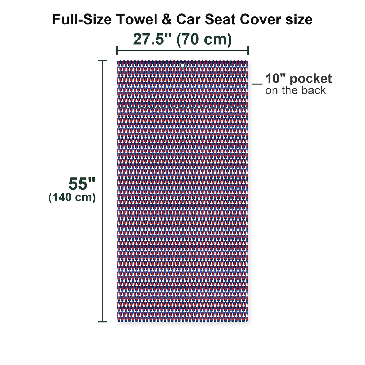 Frank and Beans Funny American Full-Size Towel & Car Seat Cover - Size Chart