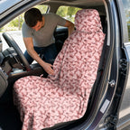 Frank and Beans Pink Full-Size Towel & Car Seat Cover - In the Car