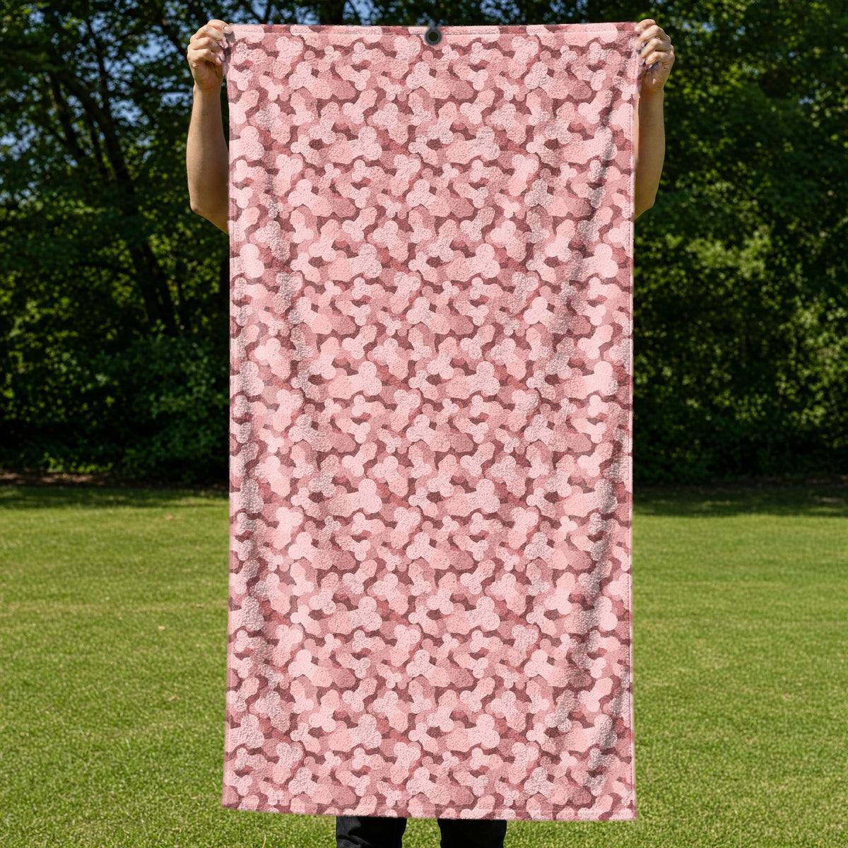 Frank and Beans Pink Full-Size Towel & Car Seat Cover - Held Open