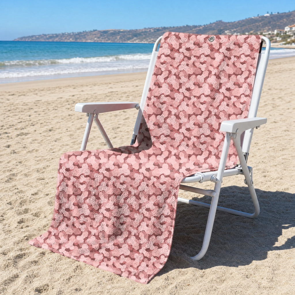 Frank and Beans Pink Full-Size Towel & Car Seat Cover - On a Beach Chair