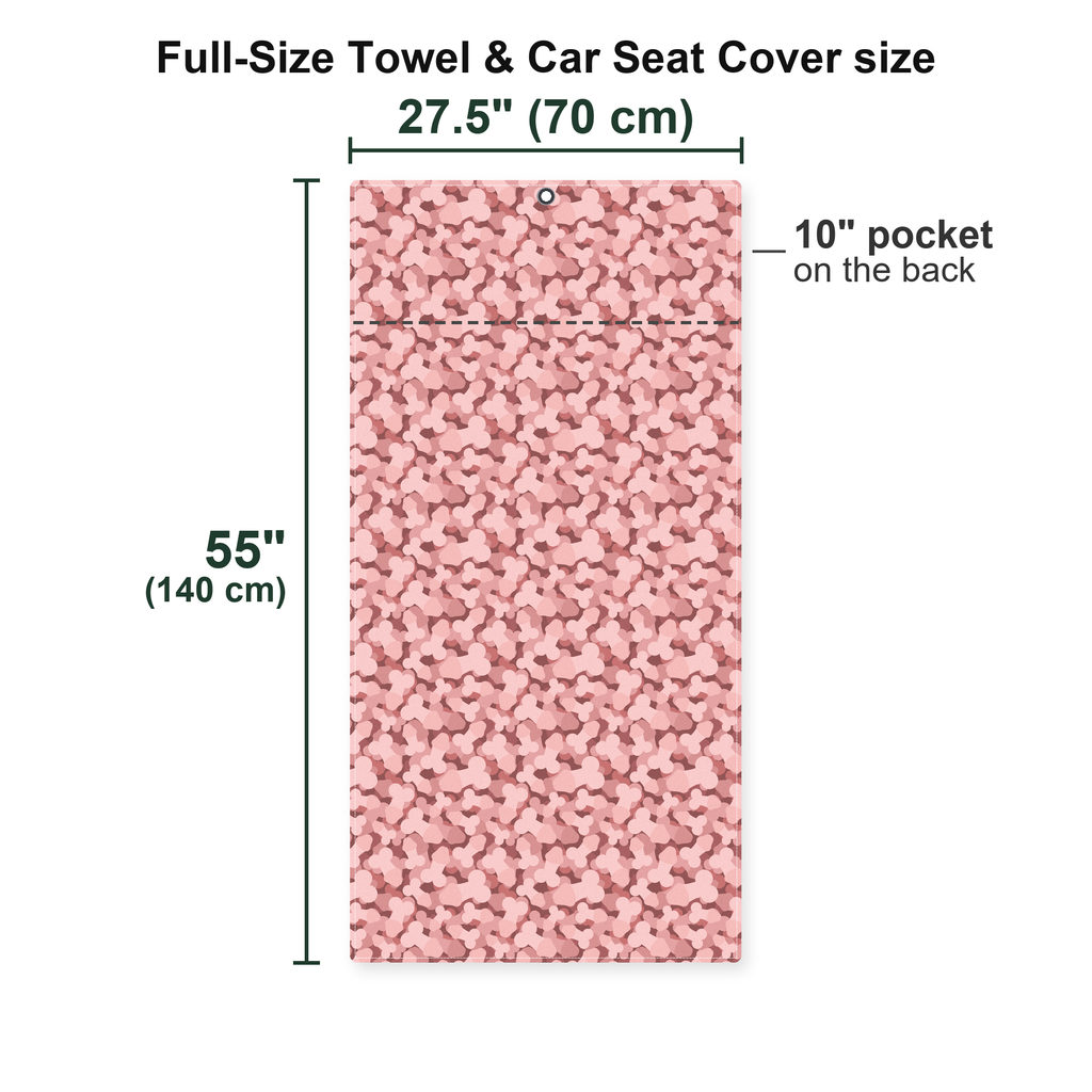Frank and Beans Pink Full-Size Towel & Car Seat Cover - Size Chart