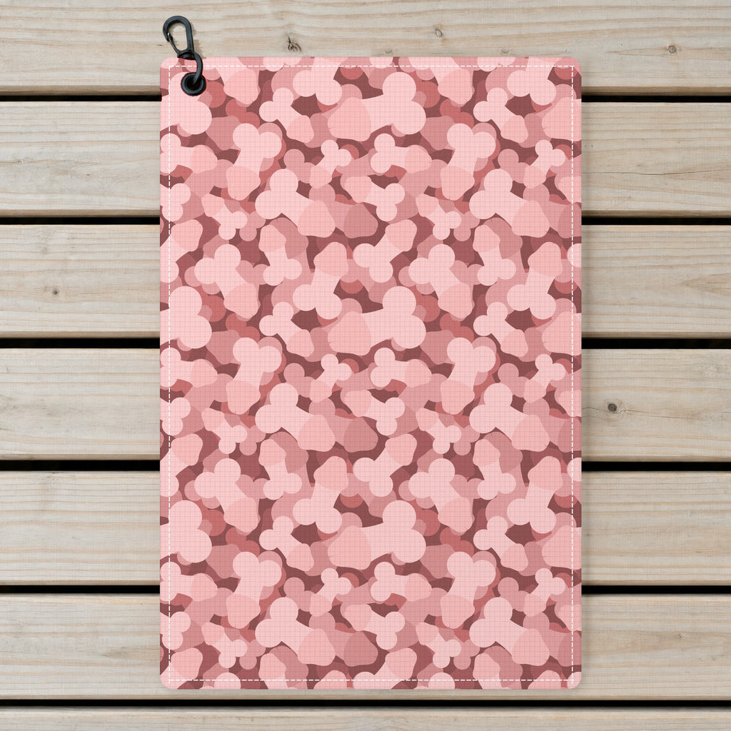 Frank and Beans Pink Golf Towel - Laid Flat