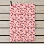 Frank and Beans Pink Golf Towel - Laid Flat