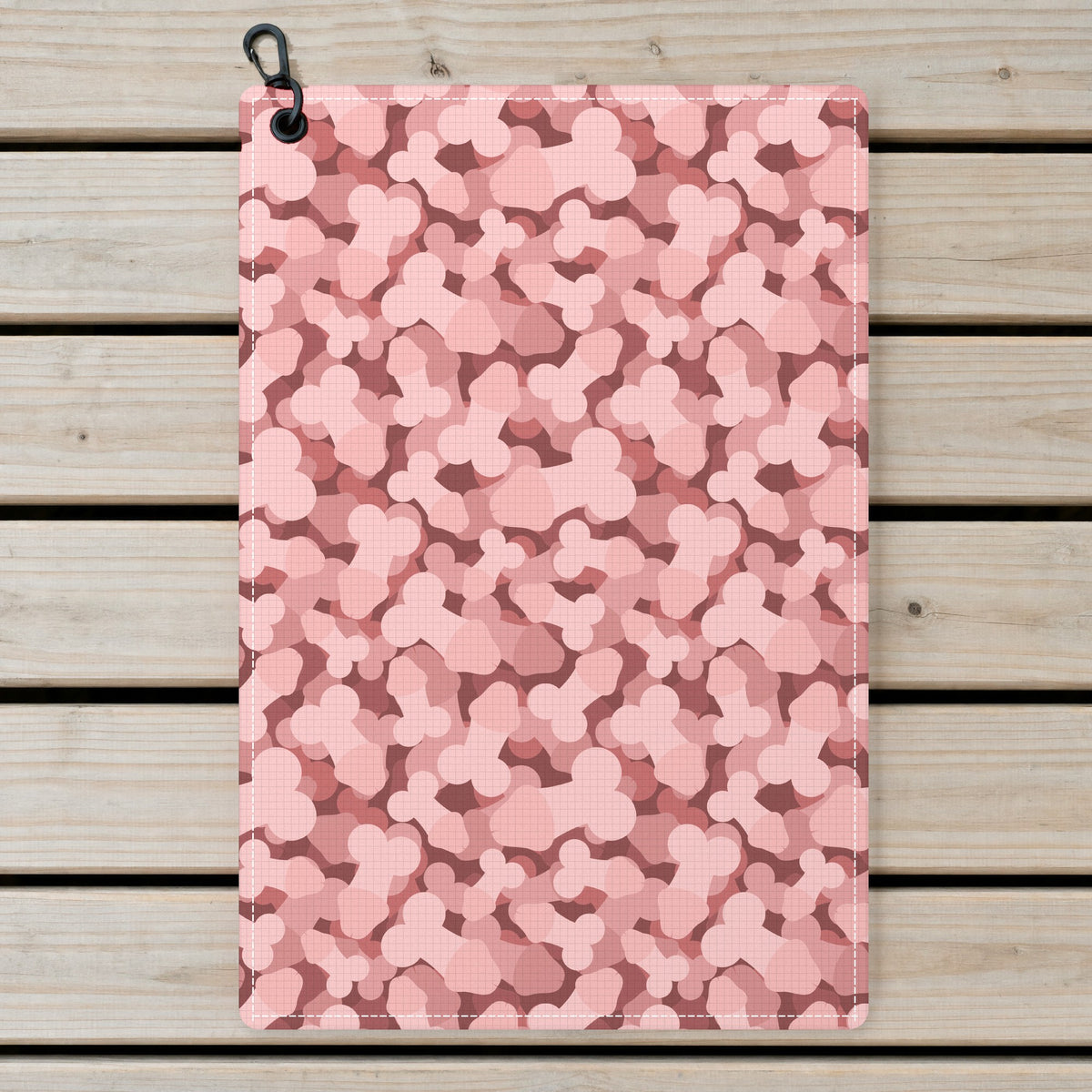 Frank and Beans Pink Golf Towel - Laid Flat