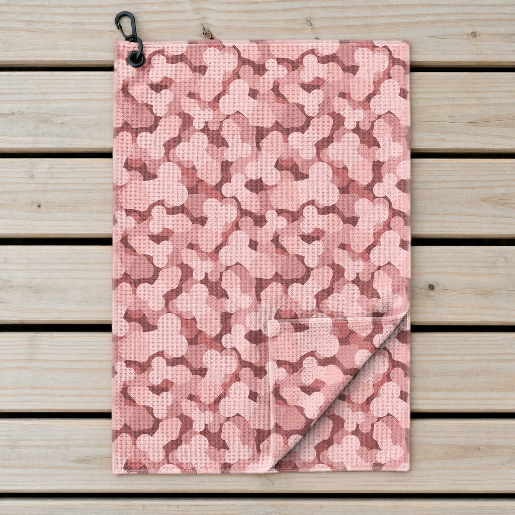 Frank and Beans Pink Golf Towel - Laid Flat