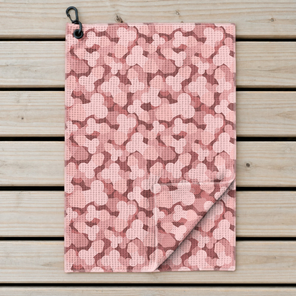 Frank and Beans Pink Golf Towel - Laid Flat
