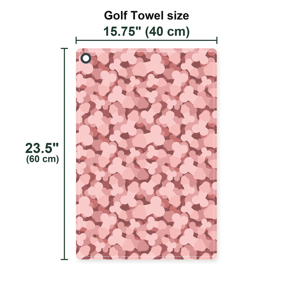 Frank and Beans Pink Golf Towel - Size Chart
