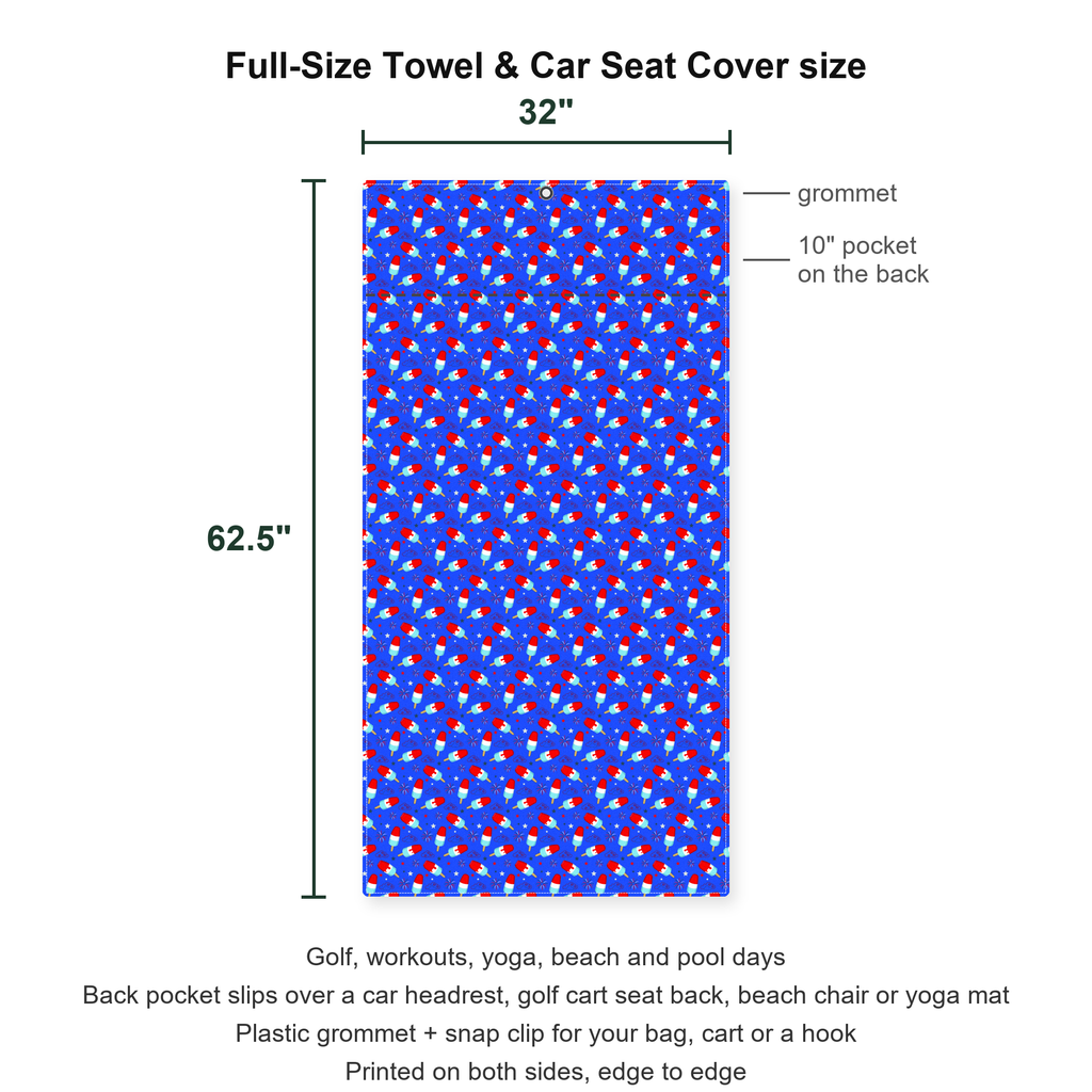 Freedom Pops Full-Size Towel & Car Seat Cover - Size Chart
