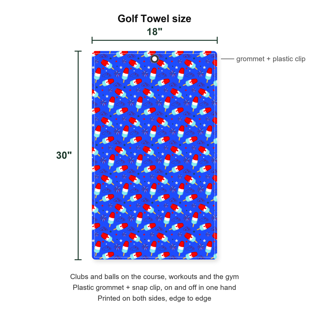 Freedom Pops Golf Towel - Size Chart