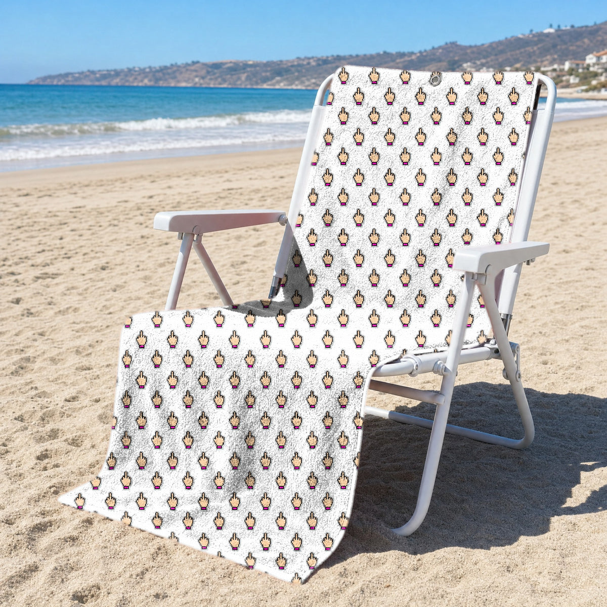 Friendly Hello Full-Size Towel & Car Seat Cover - On a Beach Chair
