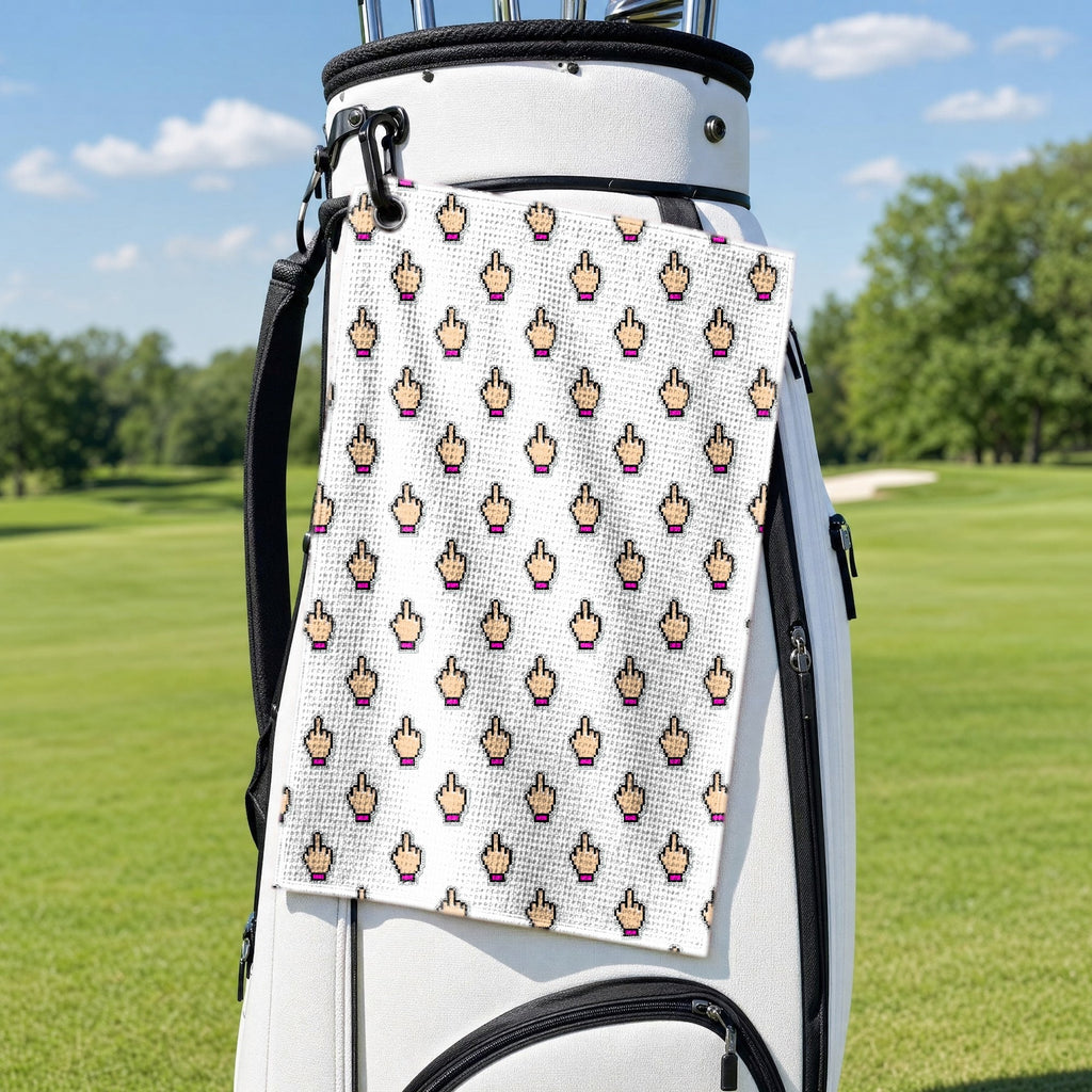 Friendly Hello Golf Towel - Hanging on a Golf Bag