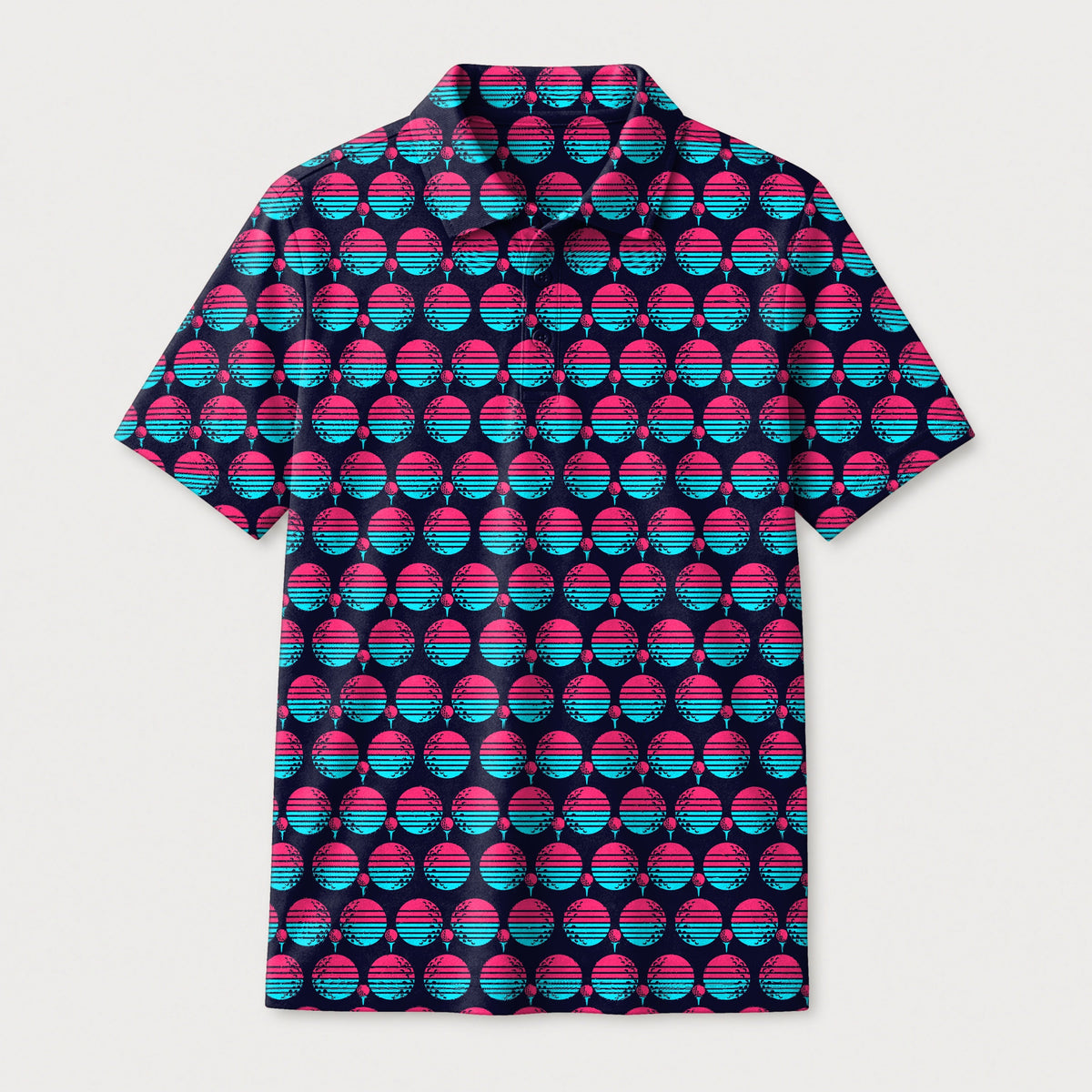 Synthwave Bogey Sun Youth Golf Polo - Front