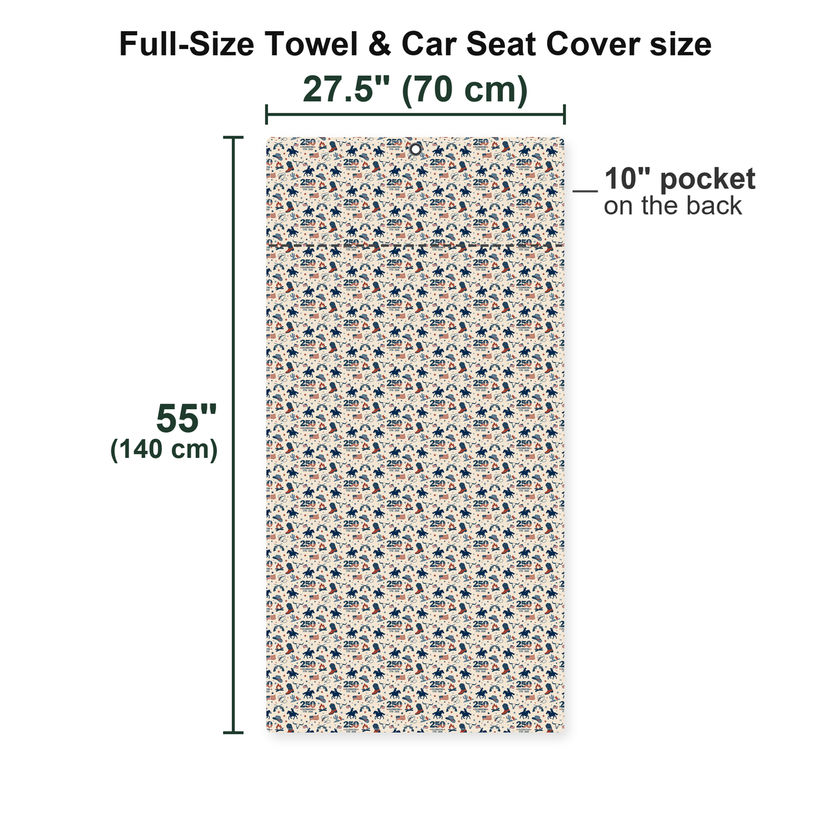 Frontier 250 Full-Size Towel & Car Seat Cover - Size Chart