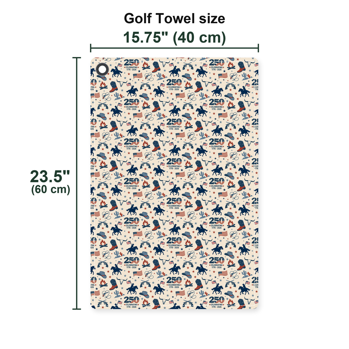 Frontier 250 Golf Towel - Size Chart