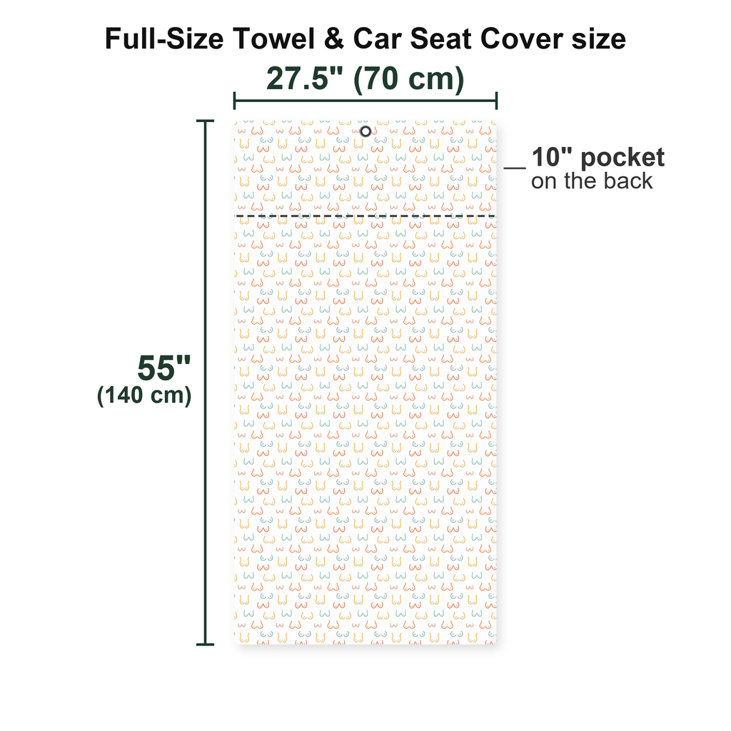 Funny Breast Full-Size Towel & Car Seat Cover - Size Chart