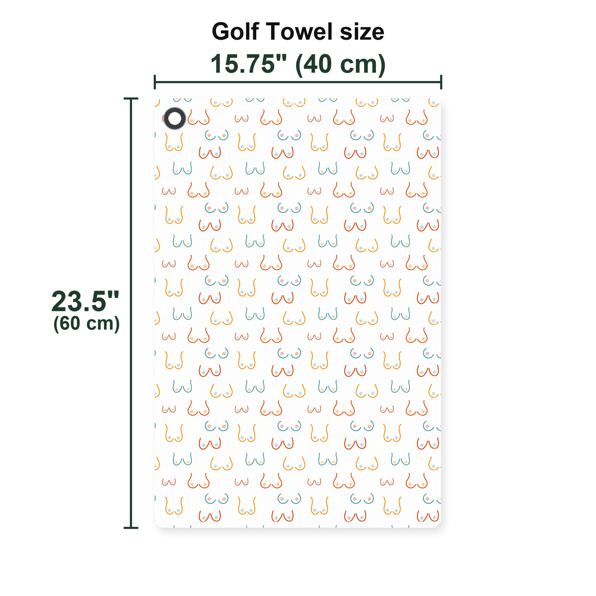 Funny Breast Golf Towel - Size Chart