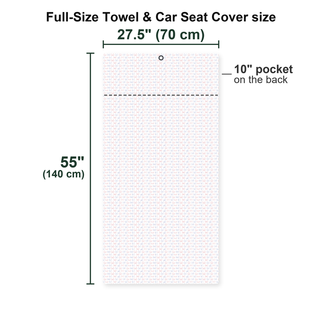 Funny butt Full-Size Towel & Car Seat Cover - Size Chart
