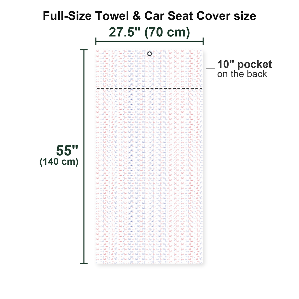 Funny butt Full-Size Towel & Car Seat Cover - Size Chart