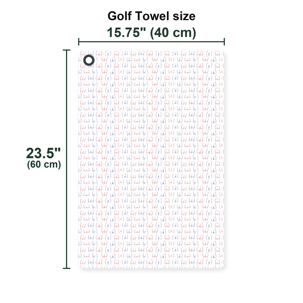 Funny butt Golf Towel - Size Chart