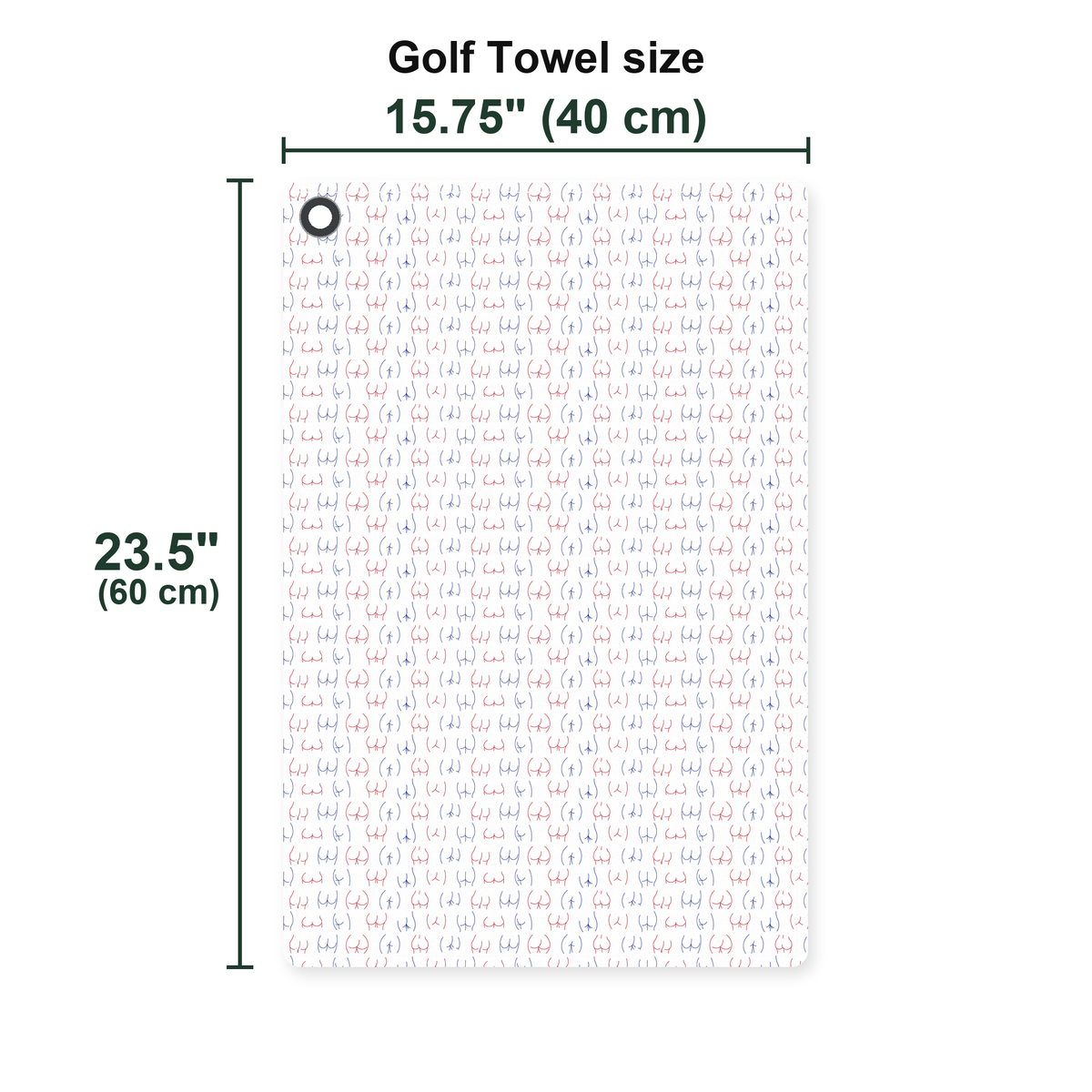 Funny butt Golf Towel - Size Chart