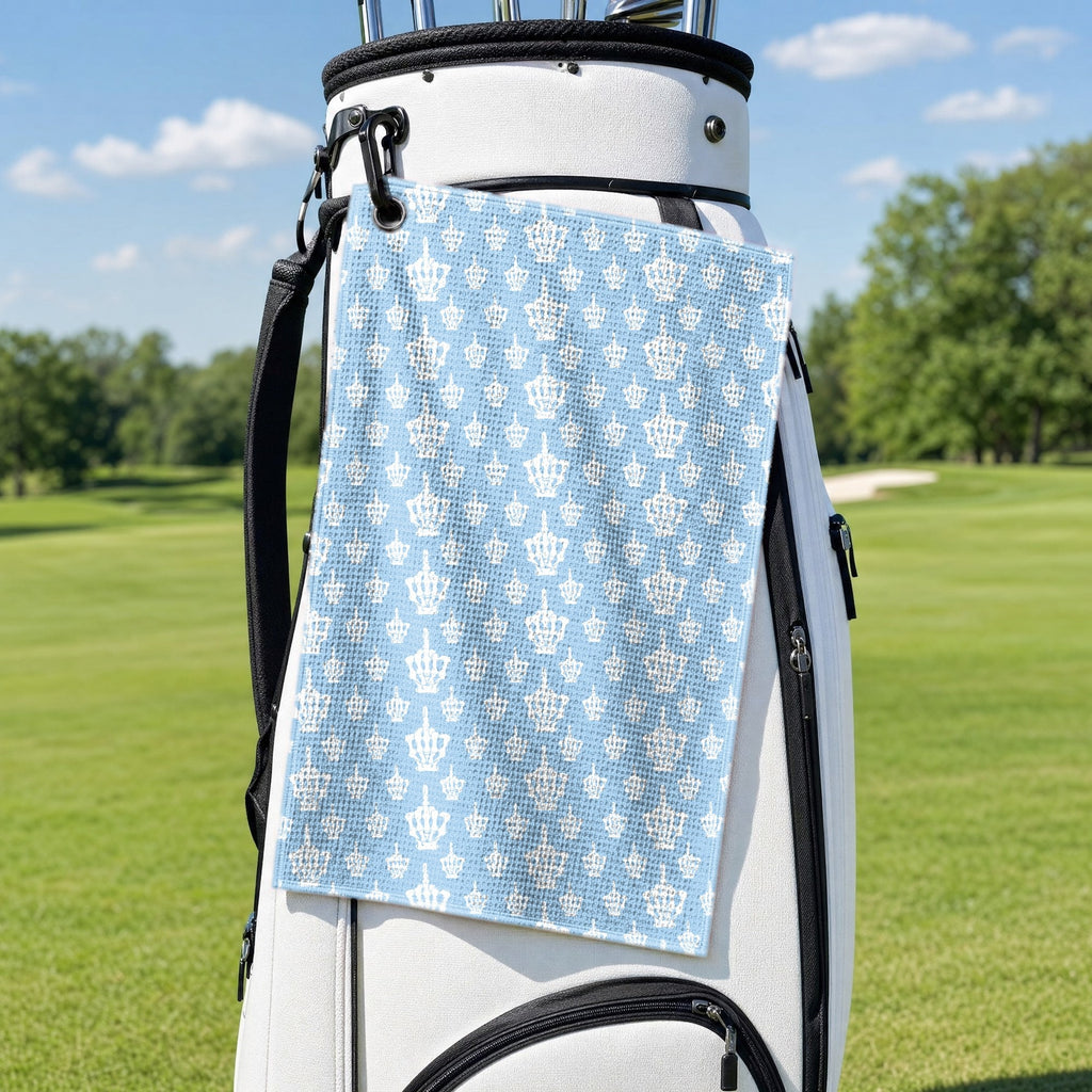 Funny Fingers Skeleton Golf Towel - Hanging on a Golf Bag