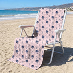 Funny Golf Stick Figures Pink Palm Tree Full-Size Towel & Car Seat Cover - On a Beach Chair